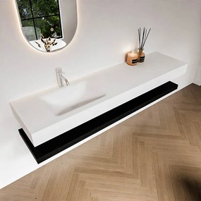 Zaro Alan badmeubel 180cm met planchet urban en vrijhangende wastafel cloud links 1 kraangat talc