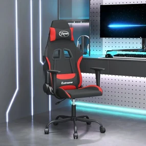 vidaXL Gamestoel draaibaar stof zwart en rood