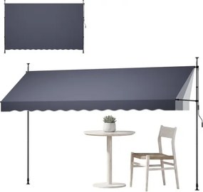 VEVOR Klemzonnescherm 400 cm, in hoogte verstelbaar zonnescherm met handslinger, terraszonnescherm met UPF 80+ zonbescherming, zonnescherm, balkonzonnescherm, ideaal voor terras, balkon en tuin, donkergrijs