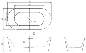 Best Design Bianco marmer vrijstaand bad 179x85cm wit mat