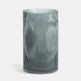 Rechte vaas in glas met groeven H22,5 cm, Afa