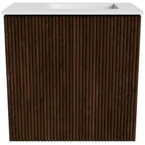 Mondiaz Joya 40cm toiletmeubel walnut met wastafel faye rechts zonder kraangat talc