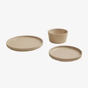 12-delig Sillex Steengoed Servies Beige Amandelroos - Sklum
