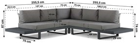 Hoek loungeset 5 personen Aluminium Grijs  Lifestyle Garden Furniture Lorenzo