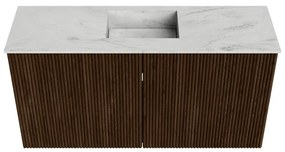 Mondiaz Joya DLux 80cm toiletmeubel walnut met wastafel faye midden zonder kraangat opalo