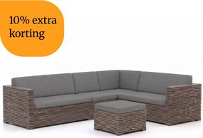 + 10% kassakorting | Hoek loungeset ROUGH | 6 personen | Loungeset Old Teak Greywash | Hoekbank Teakhout | 270x210cm | Kees Smit Tuinmeubelen