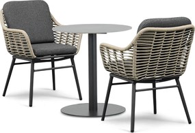 Tuinset Ronde Tuintafel 2 personen 70 cm Rope Grijs Coco Antoni/Como