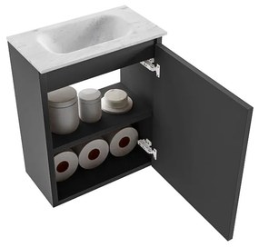 Mondiaz Ture DLux toiletmeubel 40cm dark grey met wastafel opalo midden zonder kraangat