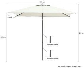 Shadowline Push-up parasol 250x200cm