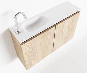 Mondiaz Ture 80cm toiletmeubel washed oak met wastafel talc links 1 kraangat