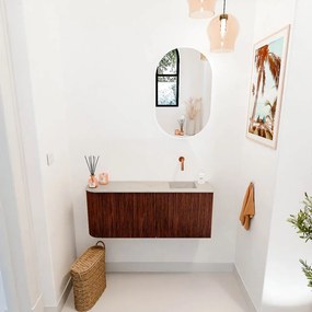 Mondiaz Joya DLux 100cm toiletmeubel ronding links ruby met wastafel faye rechts zonder kraangat opalo