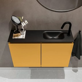Mondiaz Ture 80cm toiletmeubel ocher met wastafel urban rechts 1 kraangat