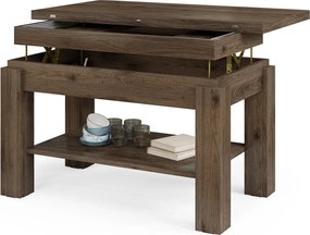 BRAVO elegant noten – uitschuifbare en in hoogte verstelbare salontafel, tafel met plank