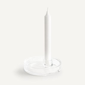 Set van 2 ronde kandelaars in glas, Sila