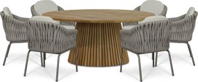 Tuinset Ronde Tuintafel 6 personen 180 cm Rope Taupe  Santika Furniture Santika