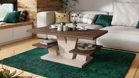 Mazzoni VIVA MAT Bruin eik/beige - MODERNE KOFFIE TAFEL MET SCHAPPEN