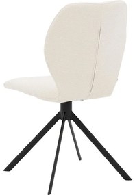 Goossens Eetkamerstoel Hera wit stof leuning, modern design