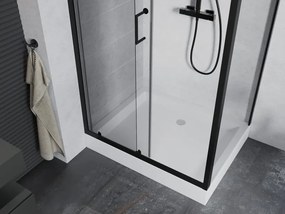 Mexen Apia schuifdouchecabine 120 x 90 cm, transparant, zwart + Rio douchebak - 840-120-090-70-00-4510
