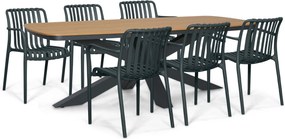 Tuinset 6 personen 220 cm Kunststof Grijs Domani Furniture Alba/Camila