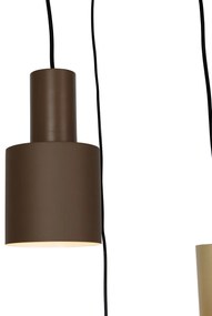 Hanglamp brons met taupe en beige 3-lichts - Ans Modern E27 rond Binnenverlichting Lamp