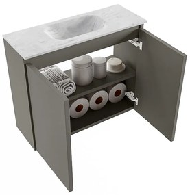 Mondiaz Ture DLux toiletmeubel 60cm smoke met wastafel opalo midden met kraangat