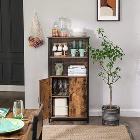 Nancy's Hutchinson Boekenkast - Vintage Houten Kast - Industriële Kasten - 2 Deuren - 60 x 35 x 125 cm (L x B x H)