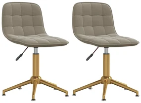 vidaXL Eetkamerstoelen draaibaar 2 st fluweel lichtgrijs