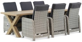 Tuinset 6 personen 240 cm Wicker Grijs Garden Collections Bello/Oregon