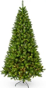 Akron Hinged verlichte kunstkerstboom - 183 cm - Groen - Diameter 99 cm - 684 tips - 300 ledlampjes (warm wit) - Metalen voet