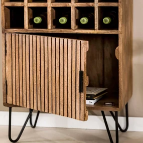 Wijnkast Van Mango Hout - 56x35x90cm.