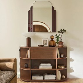 Notenfineer wandtafel, 1 klepdeur, 8 nissen, MADDY
