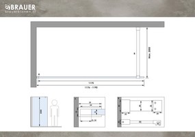 Brauer Brushed Season inloopdouche helder glas 120x200 met muurprofiel RVS-kleurig geborsteld