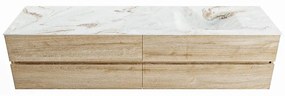 Mondiaz Vica DLux badmeubel 200cm washed oak 4 lades met wastafel frappe rechts 1 kraangat