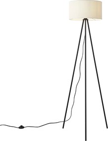 Moderne tripod vloerlamp wit met velours kap - Luz