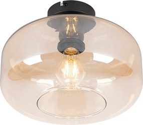 Smart plafondlamp zwart met amber glas incl. Wifi A60 - Bizle