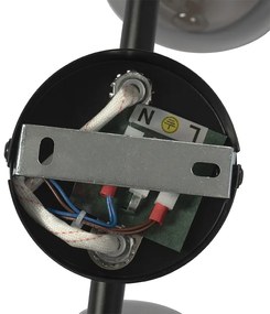 Art Deco plafondlamp zwart met smoke glas 2-lichts - Vidro