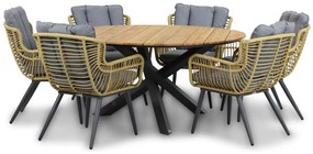 Tuinset Ronde Tuintafel 6 personen 150 cm Wicker/Aluminium/Aluminium/wicker Taupe  Coco Azzano/Fabriano