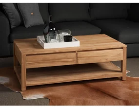 Tower Living Salontafel Teakhout Met Lades Corona - 130 X 70cm.