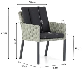 Tuinset 4 personen 155 cm Wicker Grijs Garden Collections Oxbow/Young