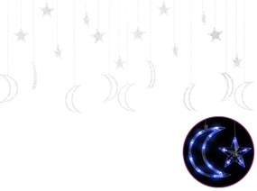 vidaXL Lichtslinger ster en maan afstandsbediening 345 LED's blauw