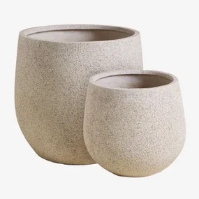 Set Van 2 Potten Ø35 Cm / Ø50 Cm In Polyresin Ugor Licht Zandbruin - Sklum
