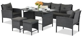 Technorattan set met poefs Bari Garden Point antraciet