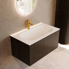 Mondiaz Kurve 80cm badmeubel shadow met 1 lade en wastafel big small midden 1 kraangat