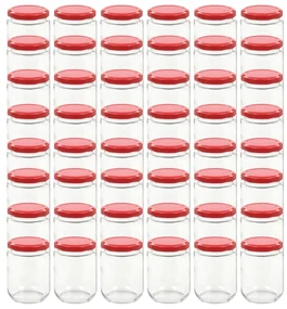 vidaXL Jampotten met rode deksels 48 st 230 ml glas