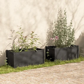 vidaXL Plantenbakken 2 st 100x50x50 cm massief grenenhout grijs