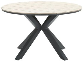 Garden Impressions Air XL tuinset 5-delig donker grijs - Tulli tuintafel Ø122x75 cm light teak look