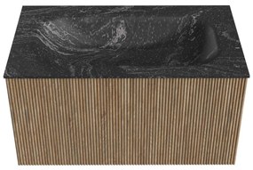 Mondiaz Kurve-dlux 80cm badmeubel dusk met 1 lade en wastafel big small midden zonder kraangat lava