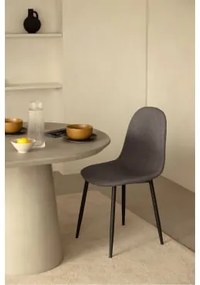 Gestoffeerde Eetkamerstoel Glamm Zwart & Linnen Grijs – Taupe & Lino - Sklum