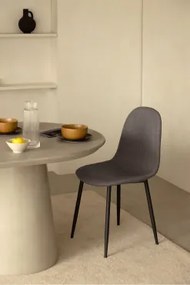 Gestoffeerde Eetkamerstoel Glamm Zwart & Linnen Taupegrijs & Linnen - Sklum