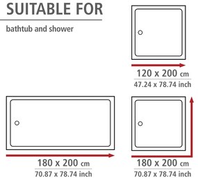 Wenko anti-schimmel douchegordijn 180x200cm polyester uni zwart inclusief ringen